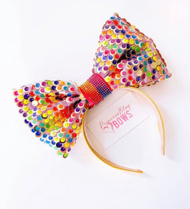 Rainbow sequin bow