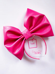 Barb Pink Leather Bow