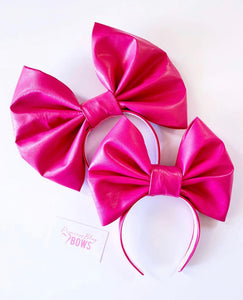 Barb Pink Leather Bow