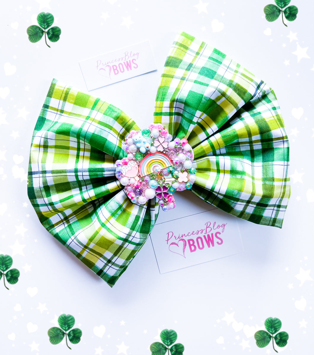 Shamrock plaid bow