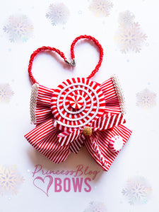 Candy canes bow necklace